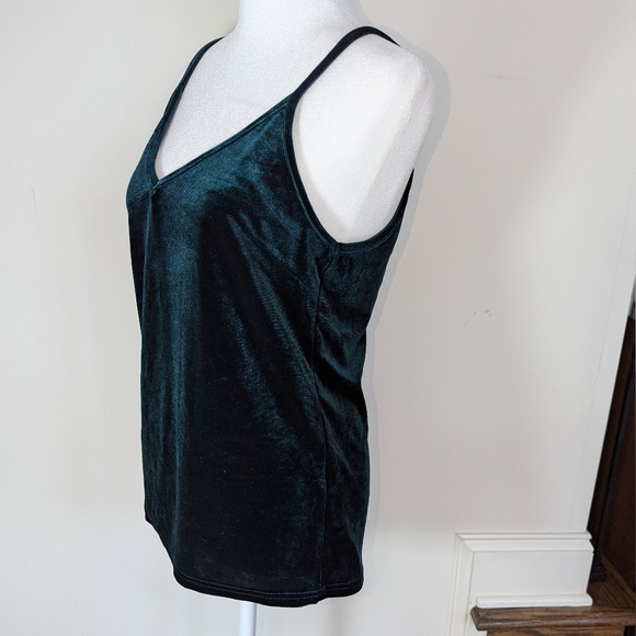 Emerald Green Stretch Velvet Cami / Tank Top - Picture 3 of 7